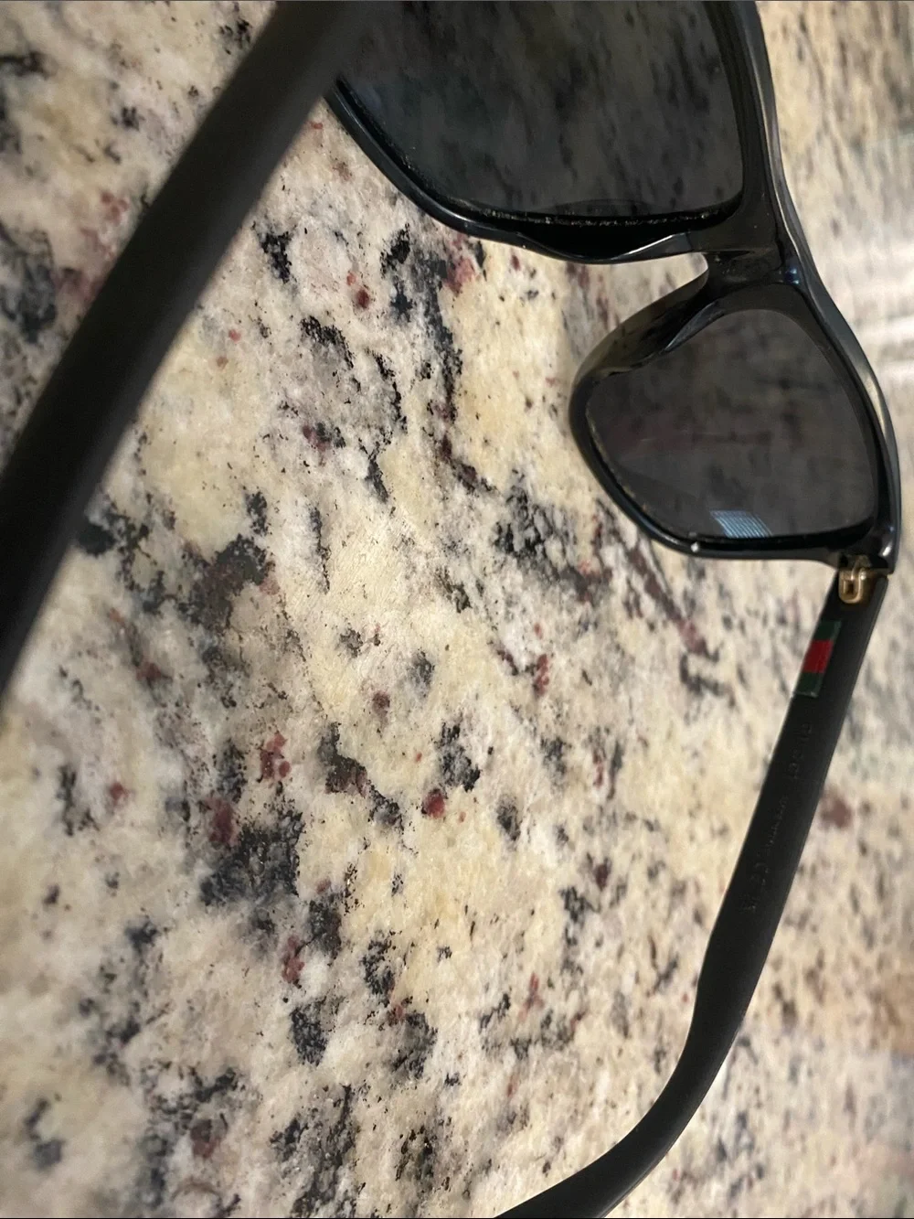 Gucci GG0010S Black Glossy Oversized Sunglasses with Dark Lenses